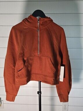 New Lululemon Scuba Cropped Hoodie in Burnt Orange XS/S w Lulu Bag